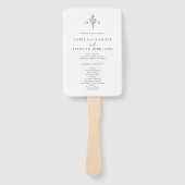 シンプルブラック&ホワイトフローラモノグラム結婚ズ ハンドファン (正面)