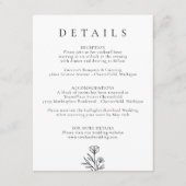 シンプルブラック&ホワイトフローラ結婚ズ詳細 エンクロージャーカード (正面)