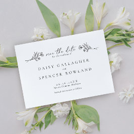 シンプルブラック&ホワイトフローラ結婚ズ セーブザデート