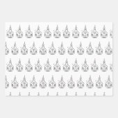 シンプルブラック&ホワイトブライダル/ウェディングシャワー ラッピングペーパーシート (正面)