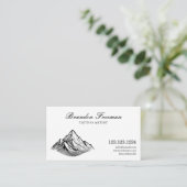 シンプルブラック&ホワイトマウンテンタトゥーアーティスト 名刺 (スタンド正面)