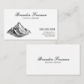 シンプルブラック&ホワイトマウンテンタトゥーアーティスト 名刺 (正面/裏面)