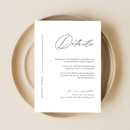 シンプルブラック&ホワイトミニマ結婚リスト詳細 エンクロージャーカード