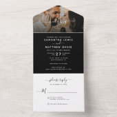 シンプルブラック&ホワイトミニマ結婚リスト オールインワン招待状 (内側)