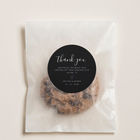 シンプルブラック&ホワイトミニマ結婚リスト ラウンドシール