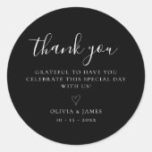 シンプルブラック&ホワイトミニマ結婚リスト ラウンドシール (正面)