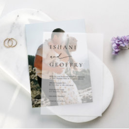 シンプルブラック&ホワイトモダンミニマ結婚リスト ベラム紙招待状