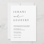 シンプルブラック&ホワイトモダンミニマ結婚リスト 招待状 (正面)