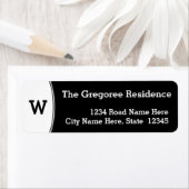 シンプルブラック&ホワイトモノグラム差出人住所ラベル ラベル (インサイチュ)