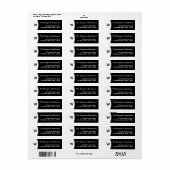 シンプルブラック&ホワイトモノグラム差出人住所ラベル ラベル (フルシート)