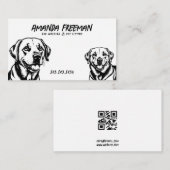 シンプルブラック&ホワイトラブラドールアートドッグ歩く 名刺 (正面/裏面)