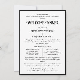 シンプルブラック&ホワイトリハーサルウェルカムディナー 招待状