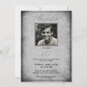 シンプルブラック&ホワイトヴィンテージ写真90誕生日 招待状 (正面)