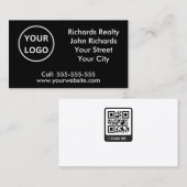 シンプルブラック&ホワイト不動産仲介業者実在エステートエージェント 名刺 (正面/裏面)