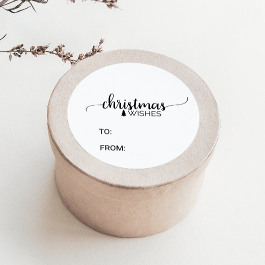 シンプルブラック&ホワイト書道クリスマス名 ラウンドシール