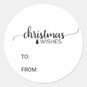 シンプルブラック&ホワイト書道クリスマス名 ラウンドシール (正面)