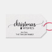 シンプルブラック&ホワイト書道クリスマス ギフトタグ (正面(横))