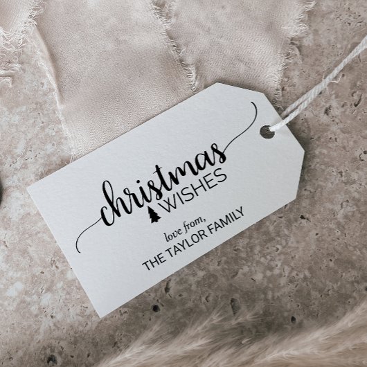 シンプルブラック&ホワイト書道クリスマス ギフトタグ