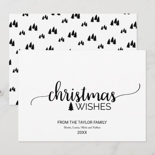 シンプルブラック&ホワイト書道クリスマス シーズンカード (正面/裏面)