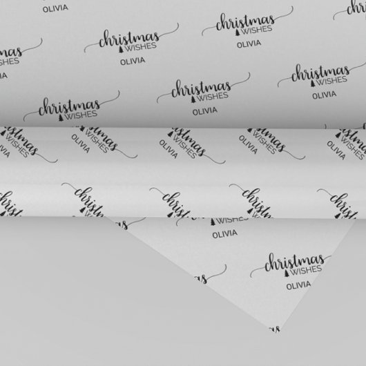 シンプルブラック&ホワイト書道クリスマス ラッピングペーパー