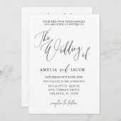 シンプルブラック&ホワイト書道QRコー結婚ド 招待状 (正面/裏面)