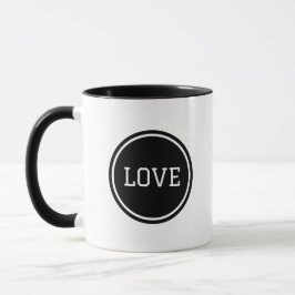 シンプルブラック&ホワイト模様コーヒーカップ「Love」 マグカップ