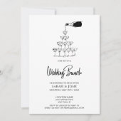 シンプルブラック&ホワイト結婚シャンパンブランチ 招待状 (正面)