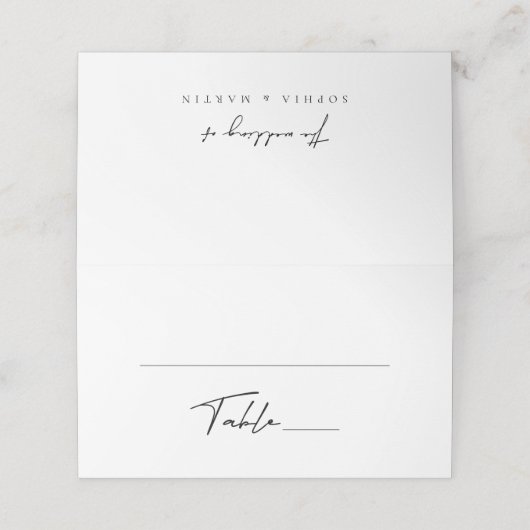 シンプルブラック&ホワイト結婚ズ折り畳み座席表 プレイスカード (外部開封)