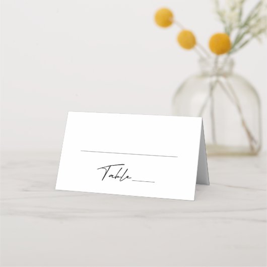 シンプルブラック&ホワイト結婚ズ折り畳み座席表 プレイスカード (正面)