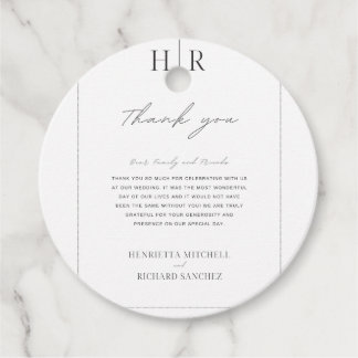 シンプルブラック&ホワイト結婚式の引き出物ラベル フェイバータグ