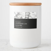 シンプルブラック&ホワイト苺ジャムラベル フードラベル (正面)