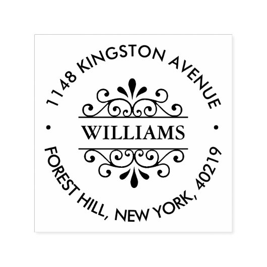 シンプルブラック&ホワイト華美差出人住所 セルフインキングスタンプ (デザイン)