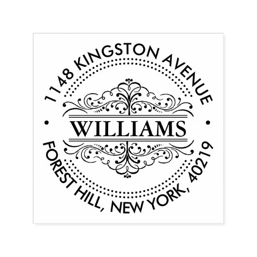 シンプルブラック&ホワイト華美差出人住所 セルフインキングスタンプ (デザイン)