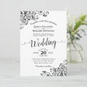 シンプルブラック&ホワイト装飾コーナ結婚ーズ 招待状 (スタンド正面)