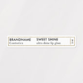 シンプルブラック&ホワイト金ゴールドグリッターリップグロスブランド ラベル (デザイン1)