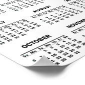 シンプルブラック&ホワイト2024年At Glanceカレンダー ポスター (角)