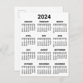 シンプルブラック&ホワイト2024年At Glanceカレンダー ポストカード (正面/裏面)