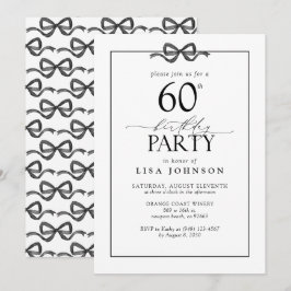 シンプルブラック&ホワイト60thバースデーパーティーブウ 招待状