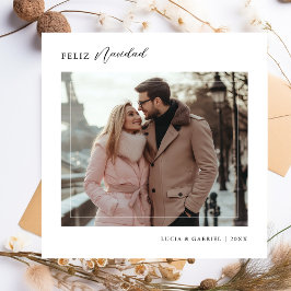 シンプルブラック&ホワイトFeliz Navidadクリスマスフォト シーズンカード