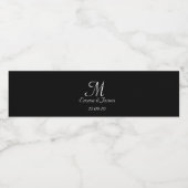 シンプルブラック&ホワイトScript Monogram結婚's ペットボトルラベル (シングルラベル)
