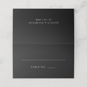 シンプルブラック&ホワモダンイ結婚トの折り曲げ プレイスカード (外部開封)