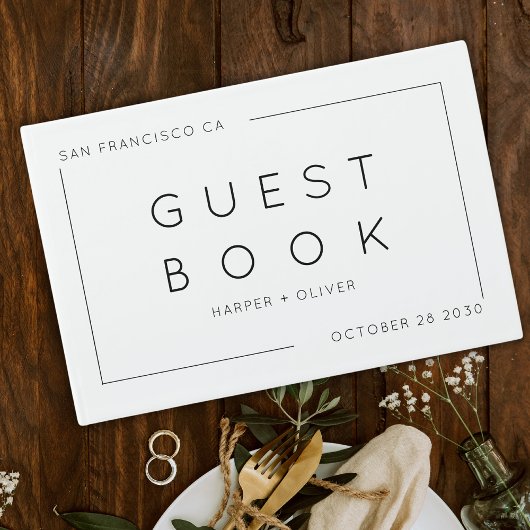 シンプルブラック&ホワ結婚イトズゲストブック ゲストブック