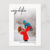 シンプルブラック・メリークリスマスフォトホワイト ポストカード (正面)