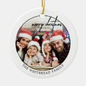 シンプルブラック・メリー・クリスマス写真 セラミックオーナメント (正面)
