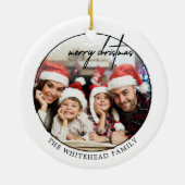 シンプルブラック・メリー・クリスマス写真 セラミックオーナメント (裏面)