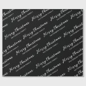 シンプルブラック・メリー・クリスマス・ファミリー・ネーム・ラッピング ラッピングペーパー (フラット)