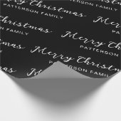 シンプルブラック・メリー・クリスマス・ファミリー・ネーム・ラッピング ラッピングペーパー (角)