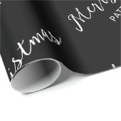 シンプルブラック・メリー・クリスマス・ファミリー・ネーム・ラッピング ラッピングペーパー (ロールコーナー)