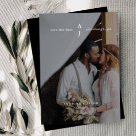 シンプルブラック・モノグラ結婚ム写真 セーブザデート