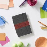 シンプルブラック&レッドヴィンテージレザープリント iPad MINIカバー<br><div class="desc">カスタマイズ可能なシンプルモノグラムと黒と赤のステッチされたヴィンテージレザーの画像です。</div>